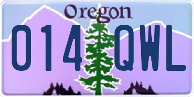 OR license plate 014QWL
