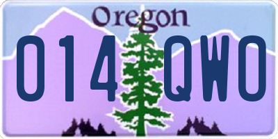 OR license plate 014QWO