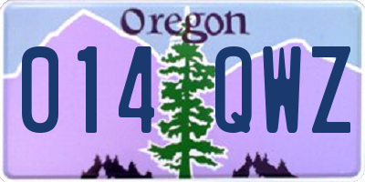 OR license plate 014QWZ