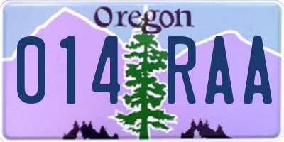 OR license plate 014RAA