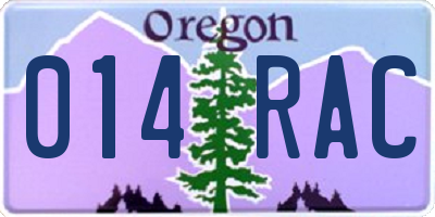 OR license plate 014RAC