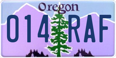OR license plate 014RAF