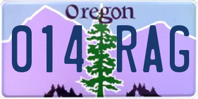 OR license plate 014RAG