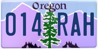 OR license plate 014RAH