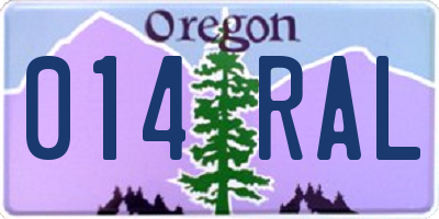 OR license plate 014RAL