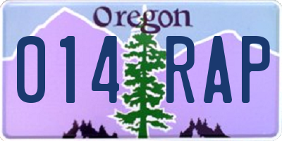 OR license plate 014RAP