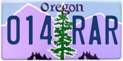 OR license plate 014RAR