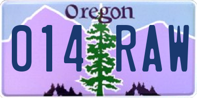 OR license plate 014RAW