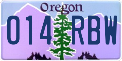 OR license plate 014RBW