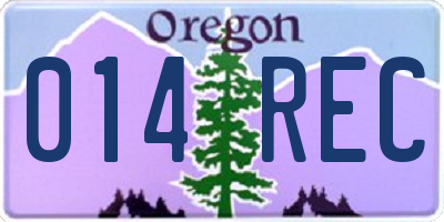 OR license plate 014REC