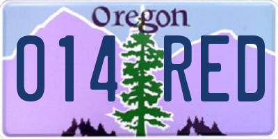 OR license plate 014RED