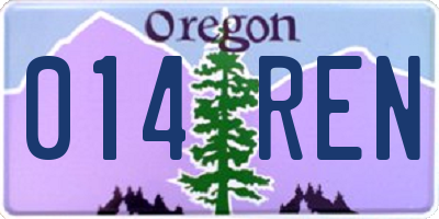 OR license plate 014REN