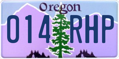 OR license plate 014RHP
