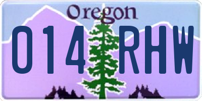 OR license plate 014RHW