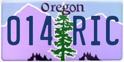OR license plate 014RIC