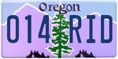 OR license plate 014RID