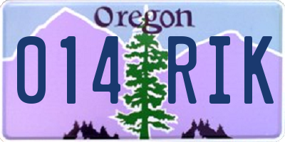 OR license plate 014RIK