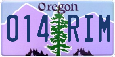 OR license plate 014RIM