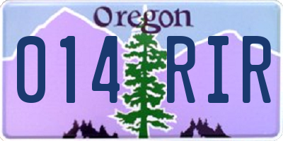 OR license plate 014RIR