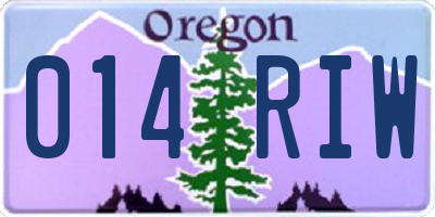 OR license plate 014RIW