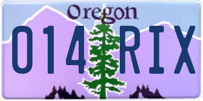 OR license plate 014RIX