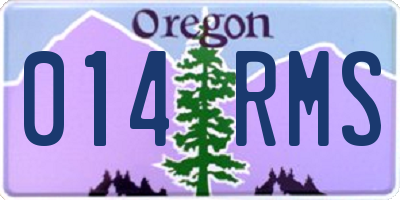 OR license plate 014RMS