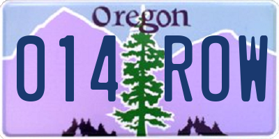OR license plate 014ROW