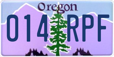 OR license plate 014RPF