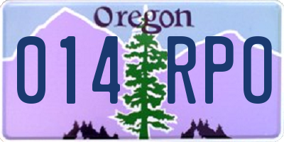OR license plate 014RPO