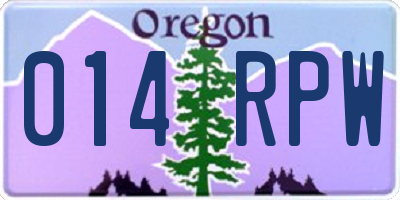 OR license plate 014RPW