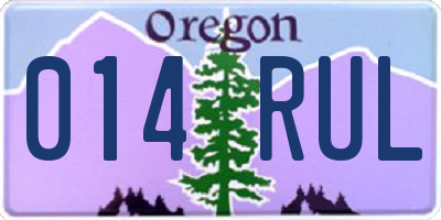 OR license plate 014RUL