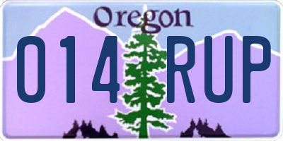 OR license plate 014RUP