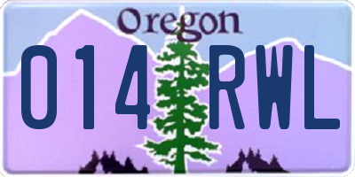 OR license plate 014RWL