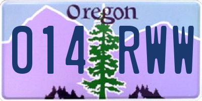 OR license plate 014RWW
