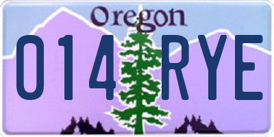 OR license plate 014RYE