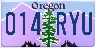 OR license plate 014RYU