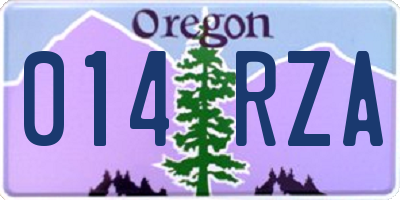 OR license plate 014RZA