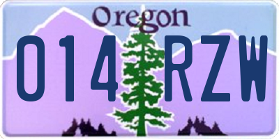 OR license plate 014RZW