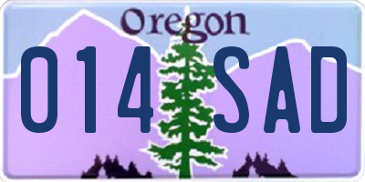 OR license plate 014SAD