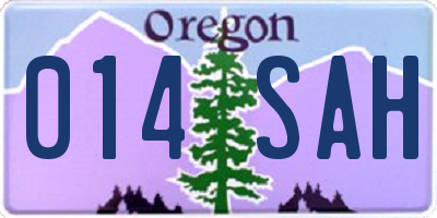 OR license plate 014SAH