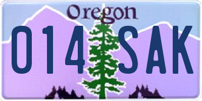 OR license plate 014SAK