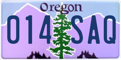 OR license plate 014SAQ