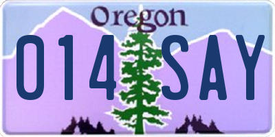 OR license plate 014SAY