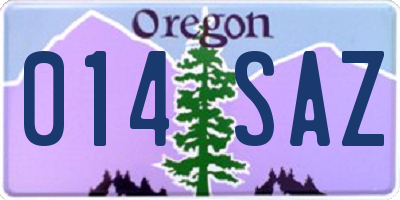 OR license plate 014SAZ