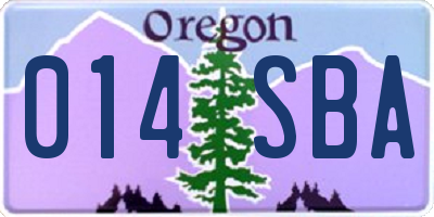 OR license plate 014SBA