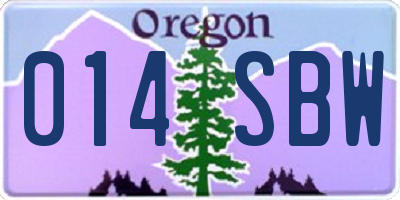 OR license plate 014SBW