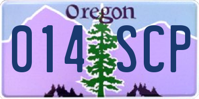 OR license plate 014SCP