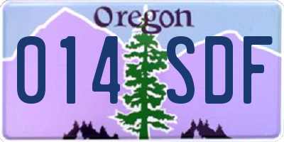 OR license plate 014SDF