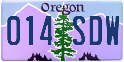OR license plate 014SDW