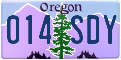 OR license plate 014SDY